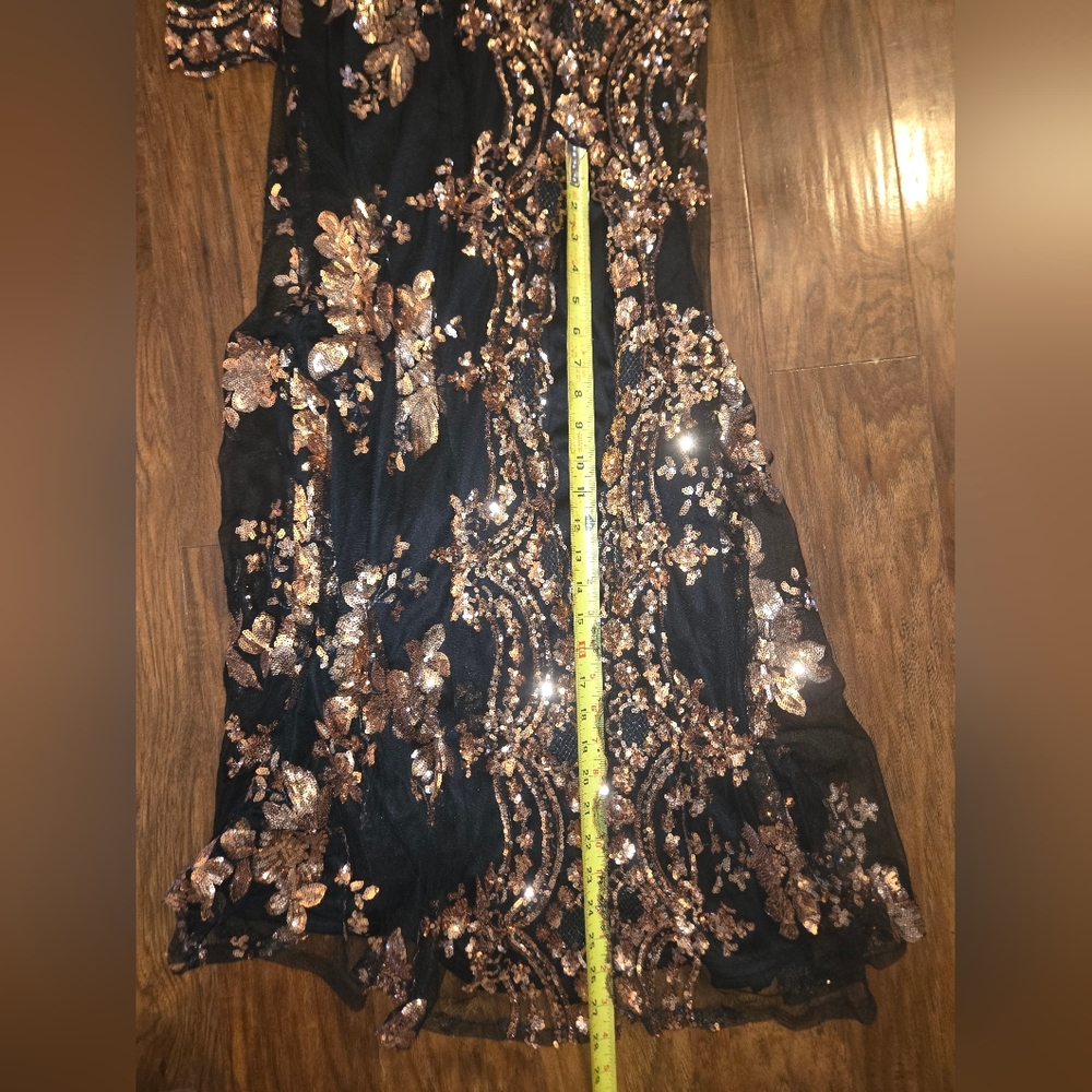 Fashion Nova All Nighter Long Sleeve Sequin Gown With High Thigh Split Small - Picture 8 of 12